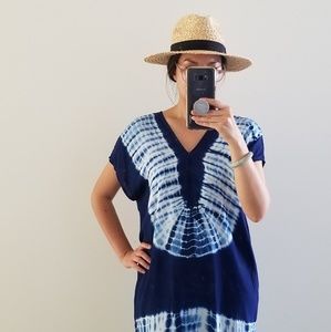 Hand-dyed Indigo Shibori Kaftan